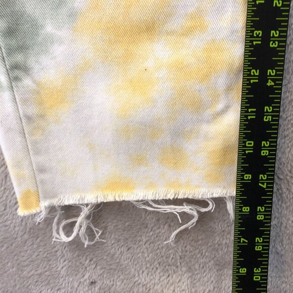 PacSun Mens Carpenter Pants 32 Yellow Cargo Tie-Dye Relaxed Fit Frayed Hem Y2K - Picture 6 of 13